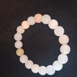 Handmade Milky Quartz Beaded Stretch Bracelet